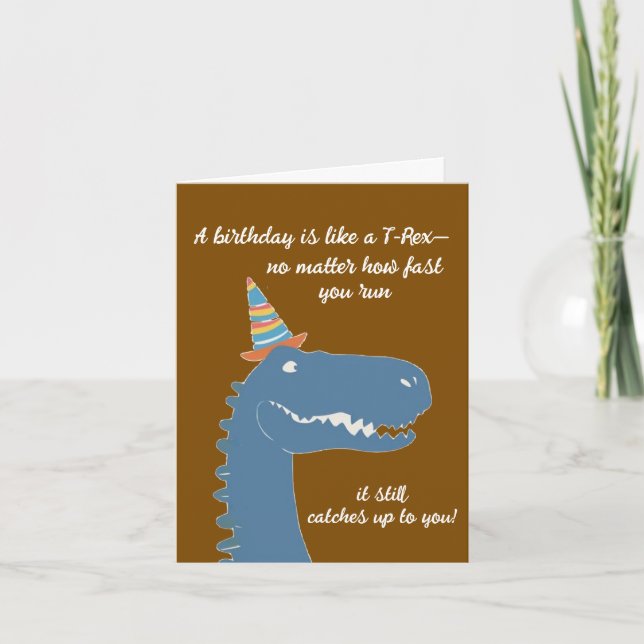 Carte Hilaire T-Rex Anniversaire Surprise pour n'importe (Devant)
