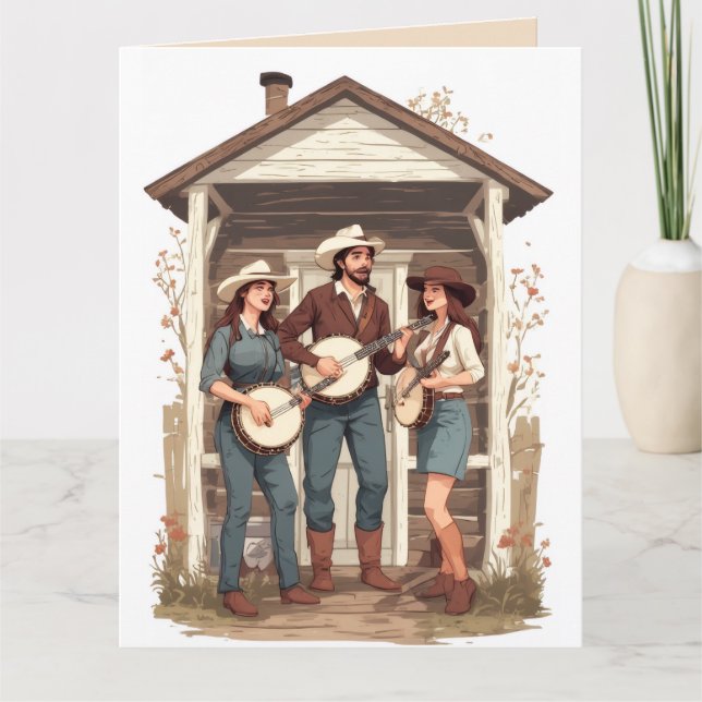 CARTE HILLBILLY BANJO FUNNY BIRTHDAY GREETING CARD (Devant)