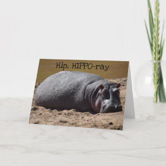 Carte Hip Hip Hooray Hippo Anniversaire