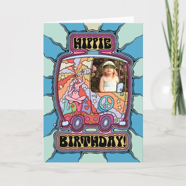Carte Hippie Anniversaire Personnalisé (Devant)