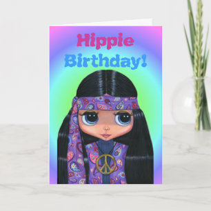 Carte Hippie Anniversaire ! Purple Paisley Cute 60s Chic