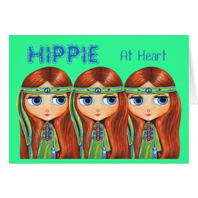 Carte Hippie au coeur (Devant horizontal)