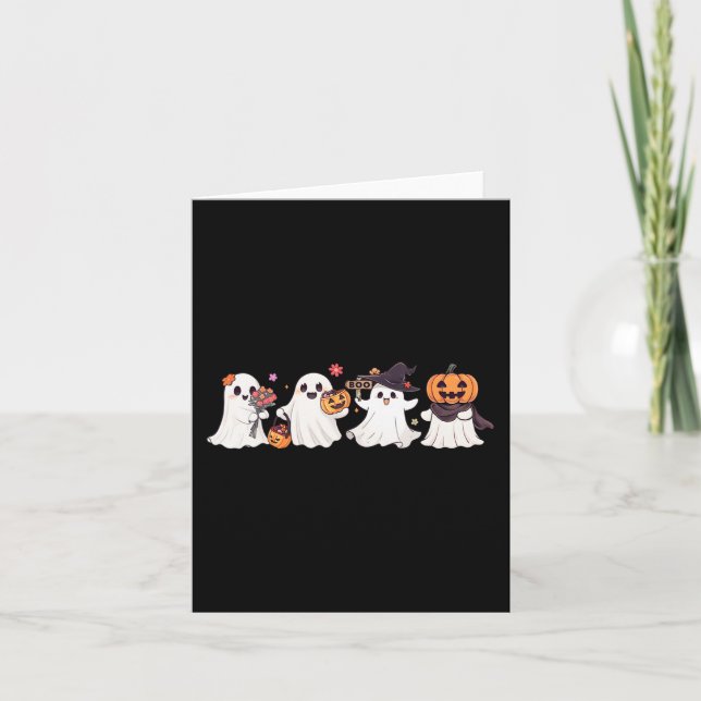 Carte Hippie Halloween mignonne Ghost Boo Saison Éffraya (Devant)