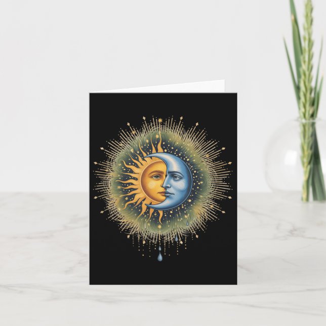 Carte Hippie mystique du Boho céleste du Soleil et de la (Devant)