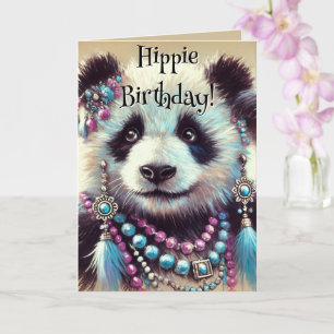 Carte Hippie Panda Ours Personnalisé Anniversaire