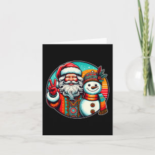 Carte Hippie Père Noël Retro Snowman Bohemian Noël
