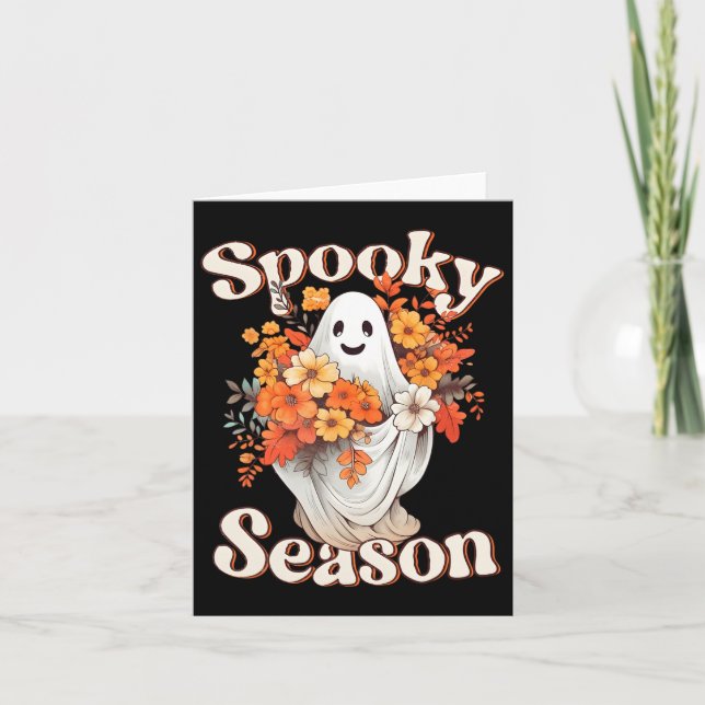 Carte Hippie rétro Halloween mignonne Feu Saison Éffraya (Devant)