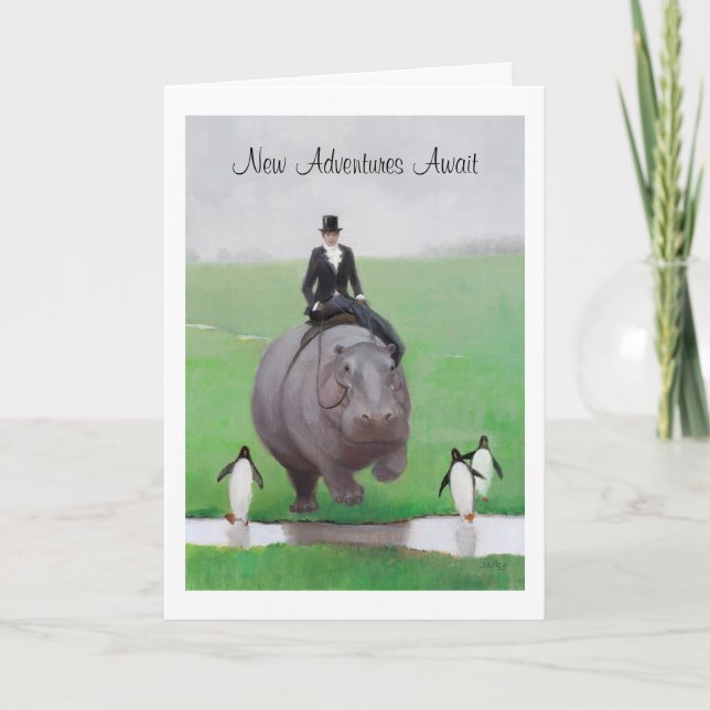 Carte Hippo and Penguins Retirement Card (Devant)