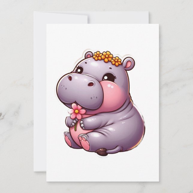 Carte Hippo bébé mignonne (Devant)