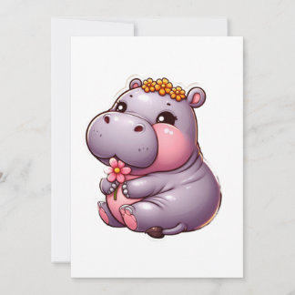 Carte Hippo bébé mignonne