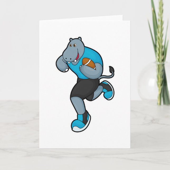 Carte Hippo comme joueur de football avec football (Devant)