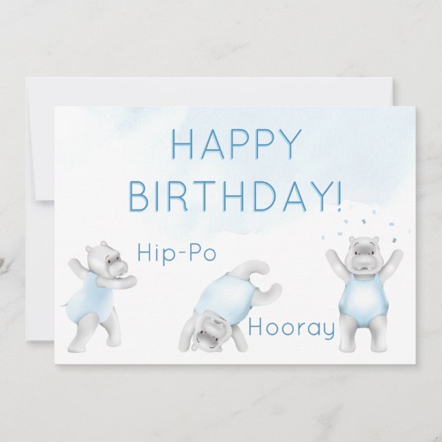 Carte Hippo Hourra Culbute Anniversaire (Devant)
