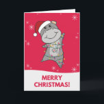 Carte Hippo Merry Christmas Winter Animals Hippos Adult<br><div class="desc">L'hippo à la douceur avec des lumières claires. Animaux amusants avec des cadeaux et de la neige aux vacances. Aussi drôle pour Noël en juillet. Les hippopotames sont des animaux sucrés,  parfaits pour Noël.</div>