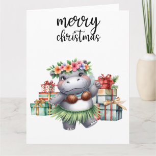 Carte Hippo Thème de Noël pour Amoureux des animaux