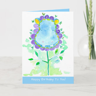 Carte Hippo zoo sauvage animal joyeux anniversaire