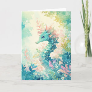 Carte Hippocampe Vivant dans un Kaléidoscope de Corail