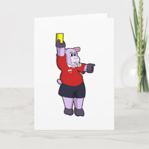 Carte Hippopotame au football comme arbitre