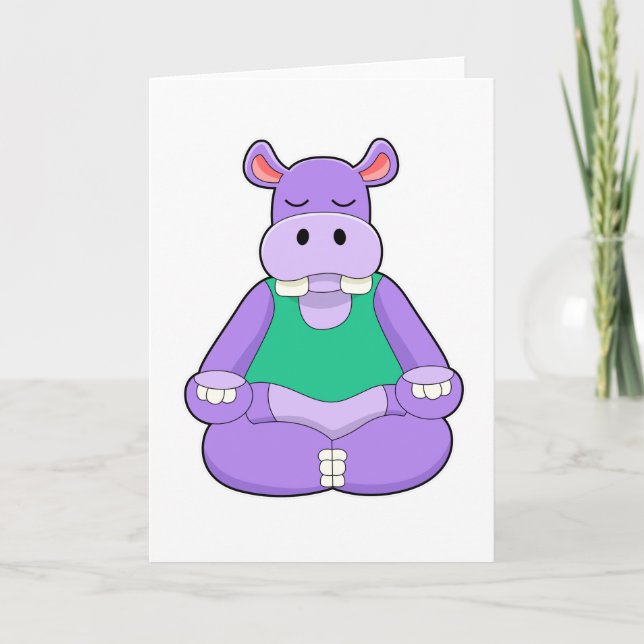 Carte Hippopotame au yoga en position assise (Devant)