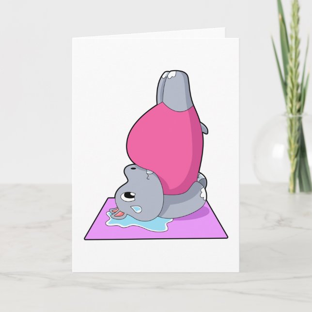 Carte Hippopotame au yoga fitness (Devant)