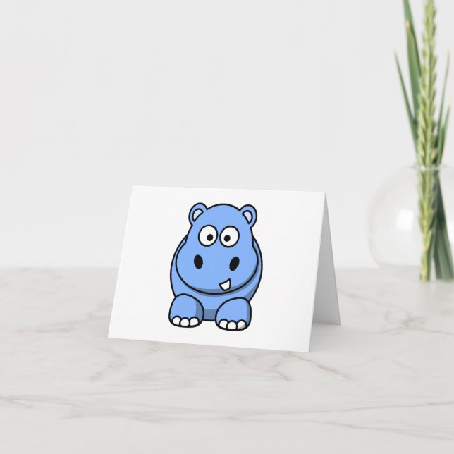 Carte Hippopotame Bleu Mignon (Devant)