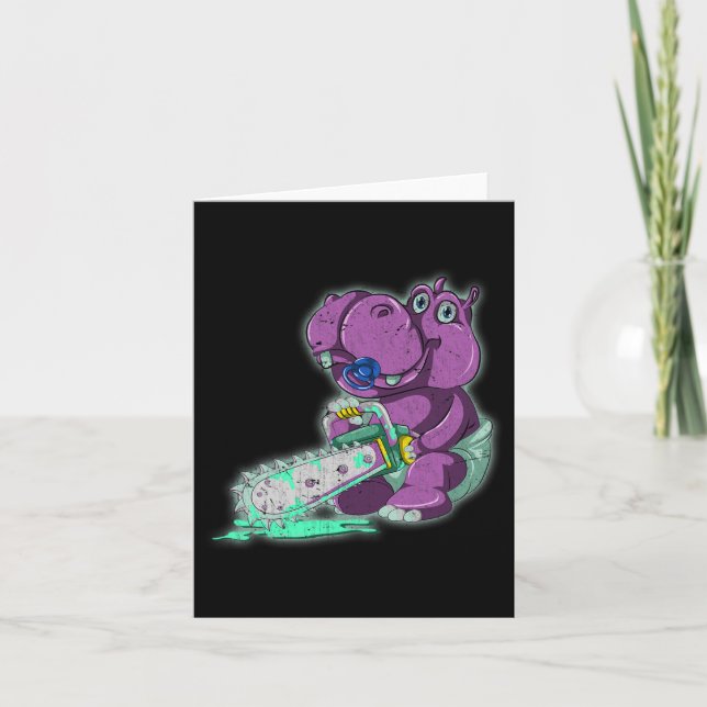 Carte Hippopotame Effrayant Vaporwave Épouvantable Chaîn (Devant)