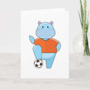 Carte Hippopotame en joueur de football avec ballon de f