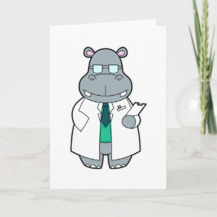 Carte Hippopotame en médecin avec blouse
