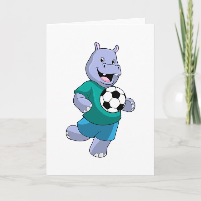Carte Hippopotame en tant que joueur de football avec ba (Devant)