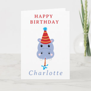 Carte Hippopotame Mignon Hippo Nom Personnalisé Annivers