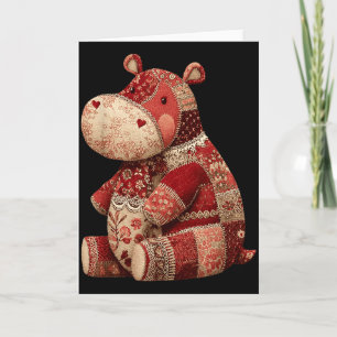 Carte Hippopotame Patchwork Vintage Douce Nursery Bohème