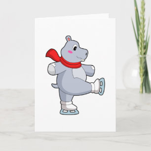 Carte Hippopotame Patinage sur glace Patins à glace