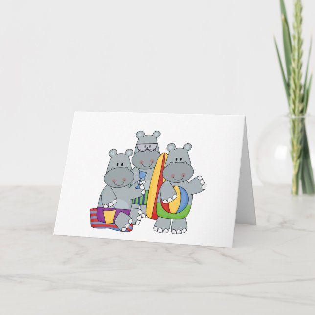 Carte Hippopotames sur les maillots et cadeaux de plage (Devant)