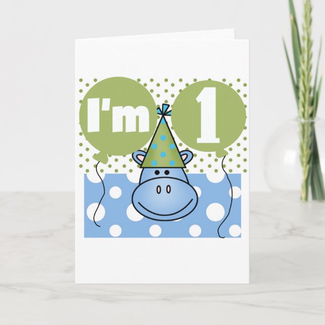 Carte Hippopotamus 1er Anniversaire Tshirts et cadeaux (Devant)