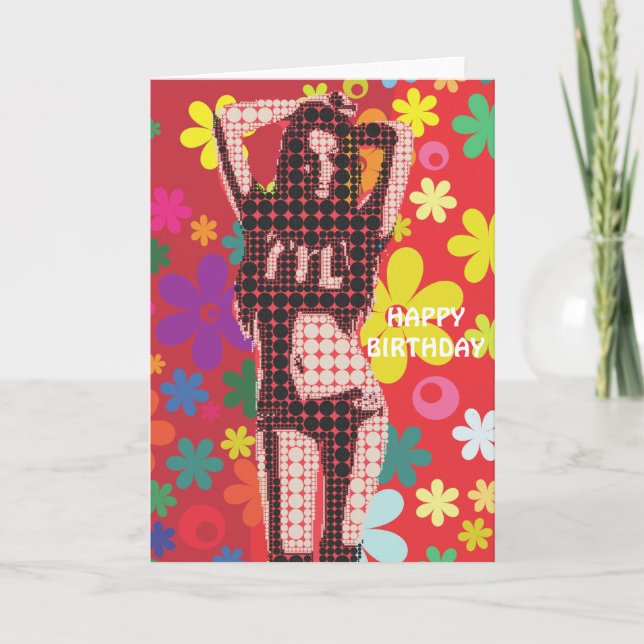 Carte Hippy Flower enfant 60s thème anniversaire (Devant)
