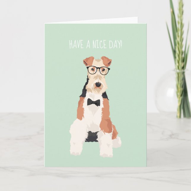 Carte Hipster Cool Fox Terrier Wire Dog pour Amoureux de (Devant)