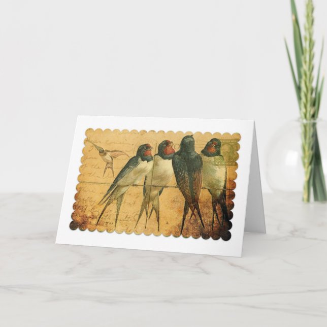 Carte Hirondelle, Anniversaire (Devant)