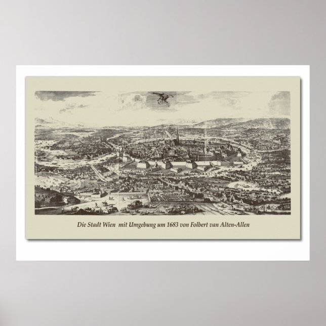 Carte historique Autriche Vienne 1683 Poster (Devant)