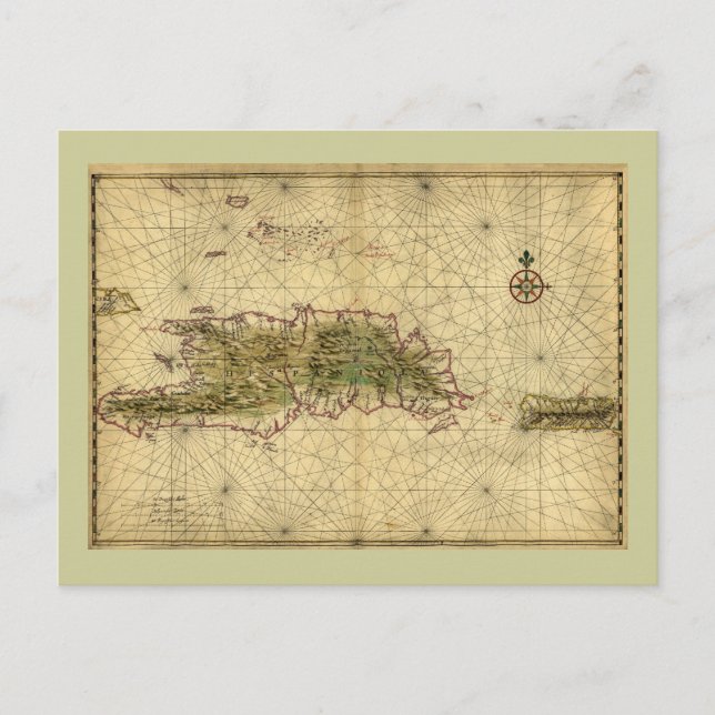 Carte historique de 1639 d'Hispaniola - Joan Vinck (Devant)