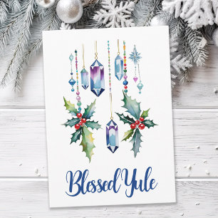 Carte Hiver Boho Blue Crystals & Holly Yule Solstice