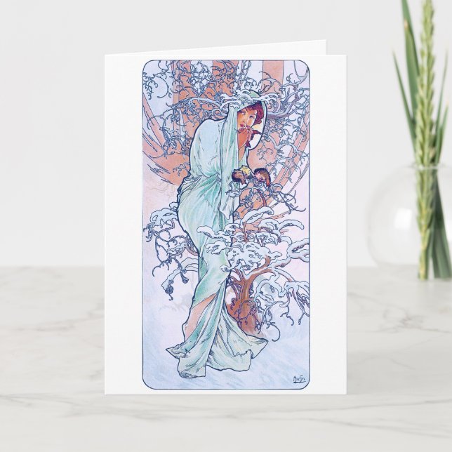 Carte Hiver (Quatre Saisons), Alphonse Mucha (Devant)