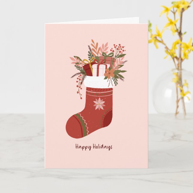 Carte Hiver Stocker avec boîtes cadeaux, fleur Noël (Fleur jaune)