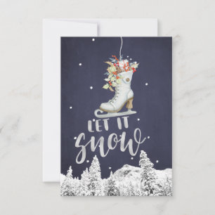 Carte Hiver Wonderland Patinage   Laisser la neige Typog