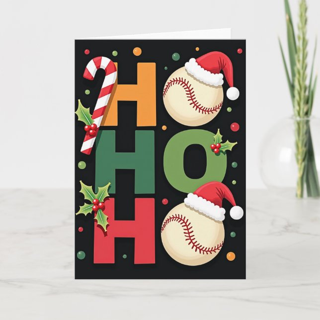 Carte Ho Ho Ho Baseball Christmas Card (Devant)
