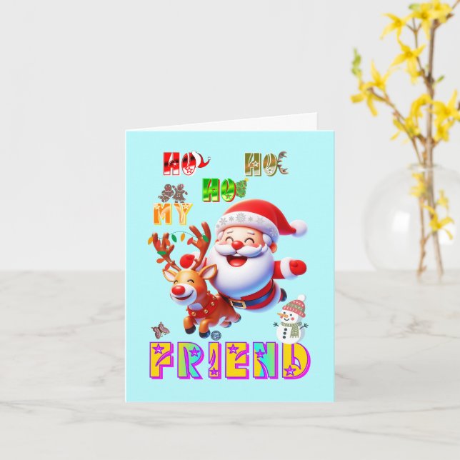 Carte Ho Ho Ho Mon Cher Ami (Fleur jaune)
