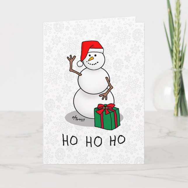 Carte Ho Ho Joyeux Noël Père Noël mignonne Snowman (Devant)