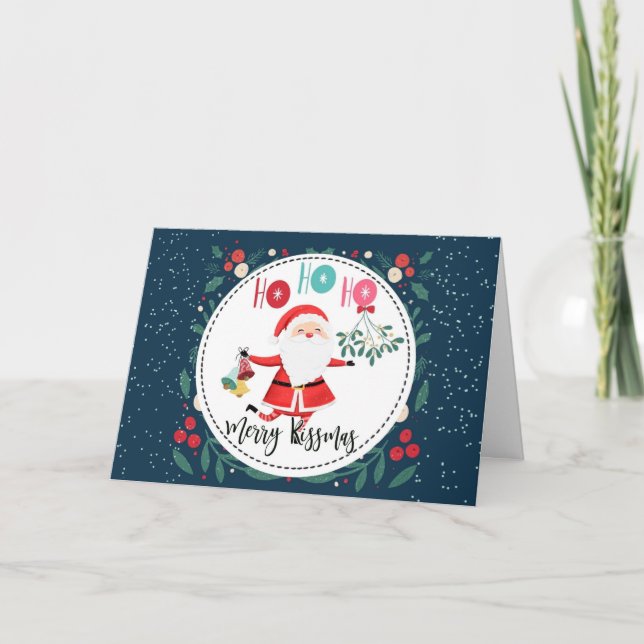Carte ho ho merry kissmass cadeau pour la femme de petit (Devant)