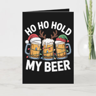 Carte Ho Ho Tenez Ma Bière Noël Cerf Santa Chapeau Xmas