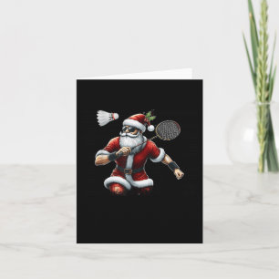 Carte Ho Ho Tenez Ma Navette_ Père Noël Badminton Mignon
