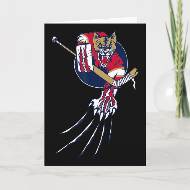 Carte Hockey Cougar Lion Chat Glace Jungle Bête Gardien  (Devant)