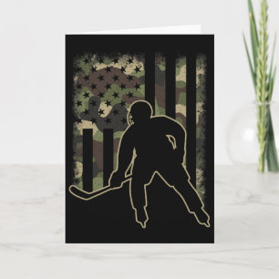 Carte Hockey Drapeau États-Unis Camouflage Camo Joueur d